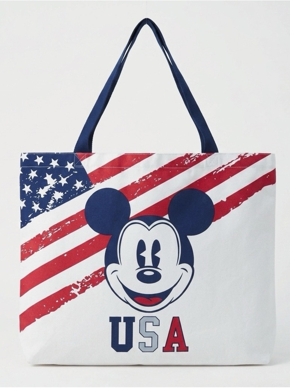 Disney Mickey Mouse USA Flag Cotton Canvas Tote Bag Patriotic Flag Day July 4th